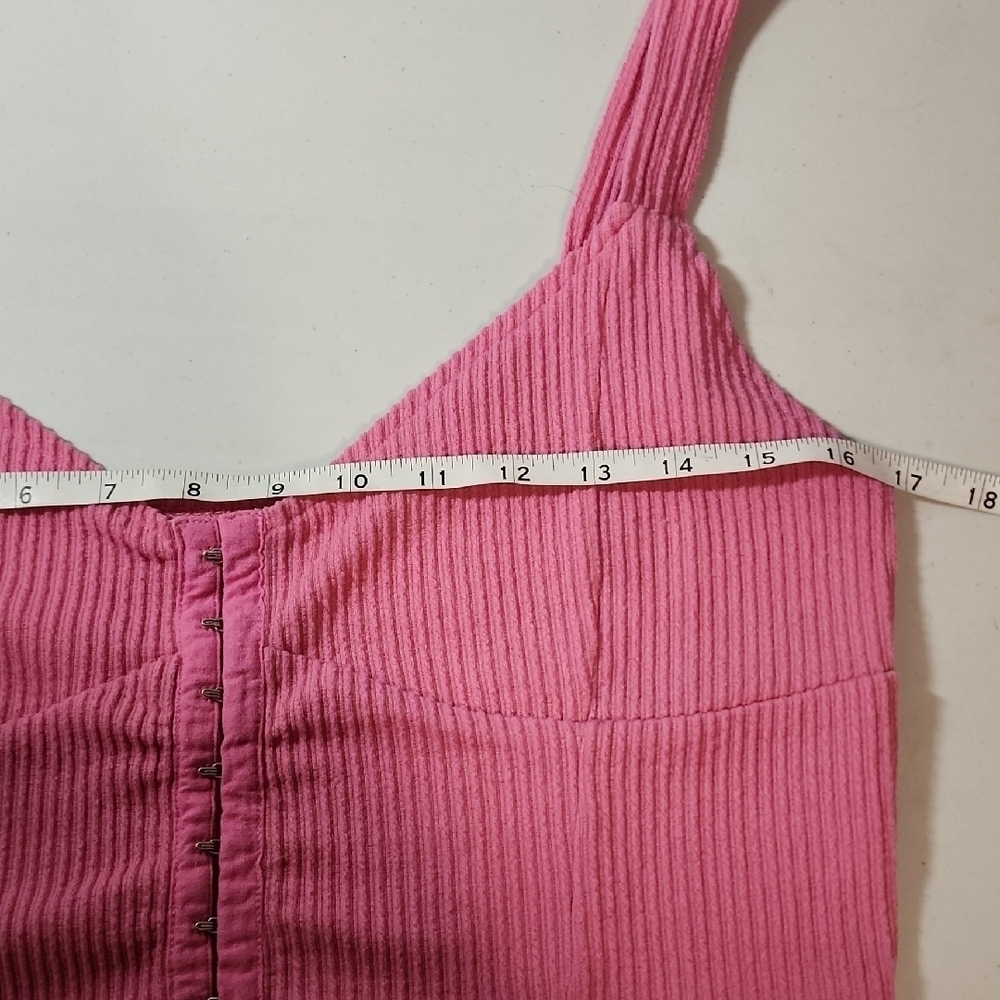 Pink Ribbed Ruched Sleeveless Crop Tank Top - Picture 5 of 8